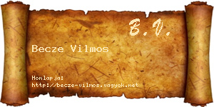 Becze Vilmos névjegykártya